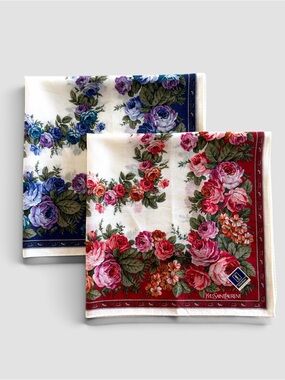 2 Yves Saint Laurent Cotton Neckerchiefs/Bandanas